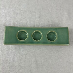 VTG WCL Stoneware Green 3 Tray Sushi Soy Sauce China Asian Pottery MCM Dish